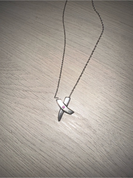Tiffany & Co. Jewelry - Tiffany & Co. rare sterling silver Picasso necklace. Pink Sapphire.